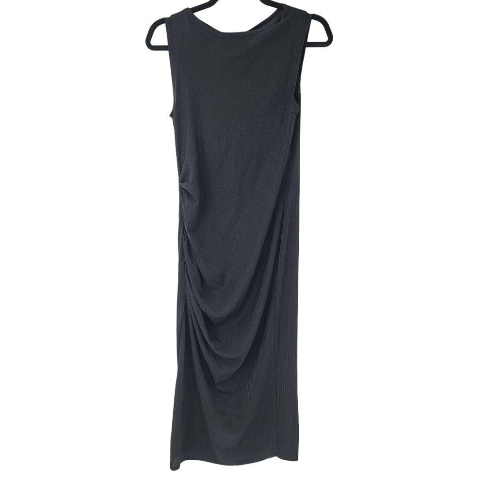 Zara Black Dress Beaded Sleeveless Trafaluc Womens Size Small Runched Maxi